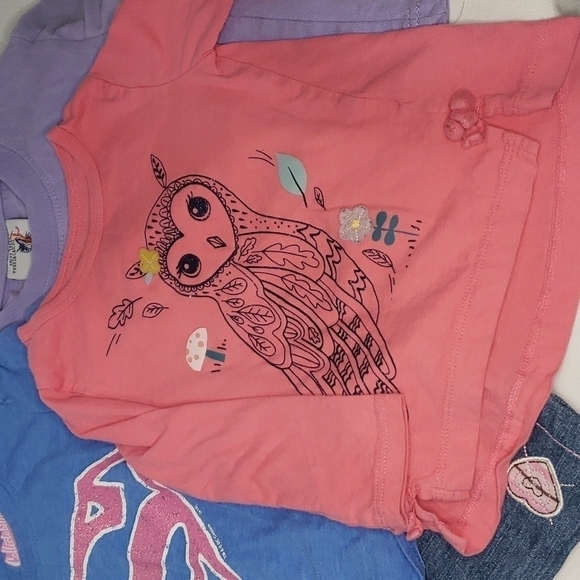 5/$30 BUNDLE of 3 T Shirts + Embroidered Jeans Elastic Supergirl Owl Long Sleeve - Picture 2 of 8